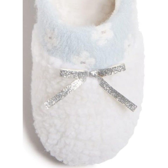 Lucky Brand Girls Floral Collar Bow Sherpa Clog Fuzzy Slippers, Sz Large 2-3 New - Picture 7 of 9